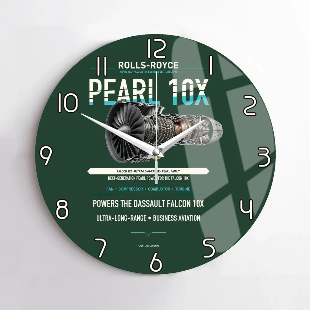 PEARL 10X design on dark green no frame wall clock
