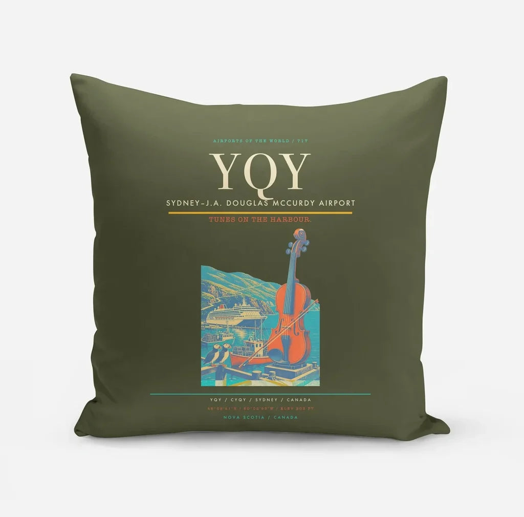 Sydney–J.A. Douglas McCurdy Airport (YQY) design on green army pillow