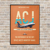 Thumbnail for Airbus ACJ320neo vertical canvas print - framed - orange background