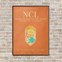 Thumbnail for Newcastle International Airport NCL vertical canvas print - framed - orange background