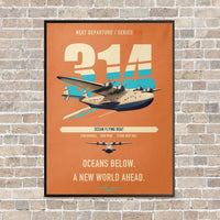 Thumbnail for Boeing 314 Clipper vertical canvas print - framed - orange background