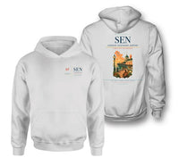 Thumbnail for London Southend Airport (SEN) design on white double-side hoodie