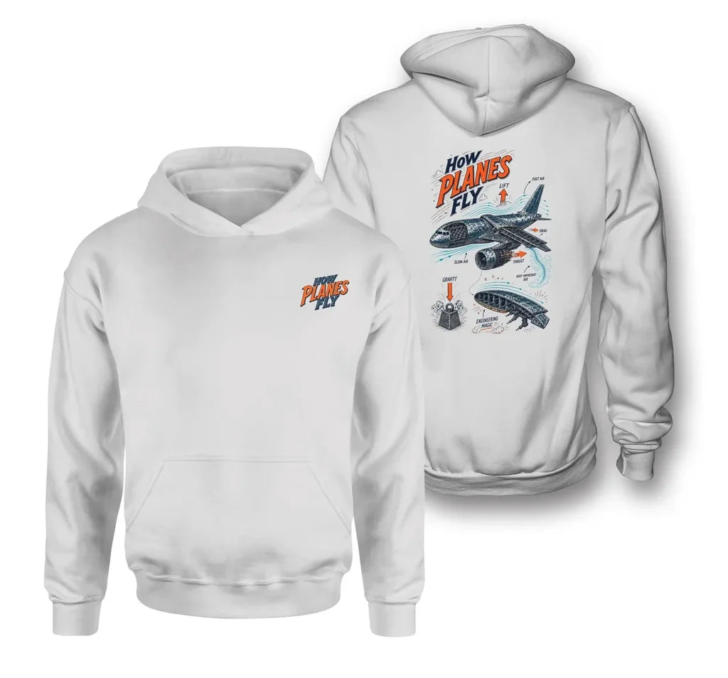SIGNAL 616 - How Planes Fly V2 - Double-Side Hoodie design on white double side hoodie