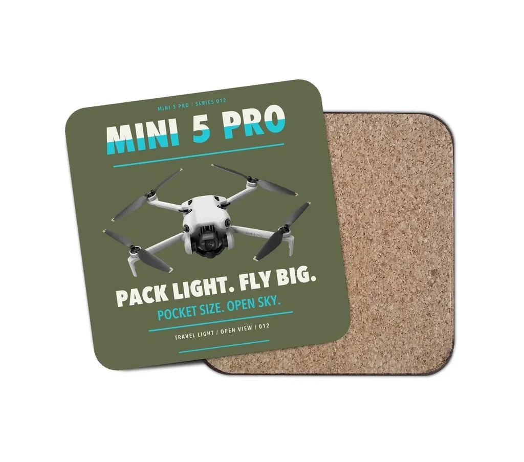 DJI Mini 5 Pro design on green army 1 piece coaster