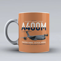 Thumbnail for Airbus A400M Atlas design on orange ceramic mug, double-side print