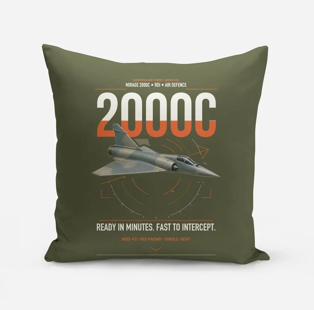 Dassault Mirage 2000C RDI design on green army pillow