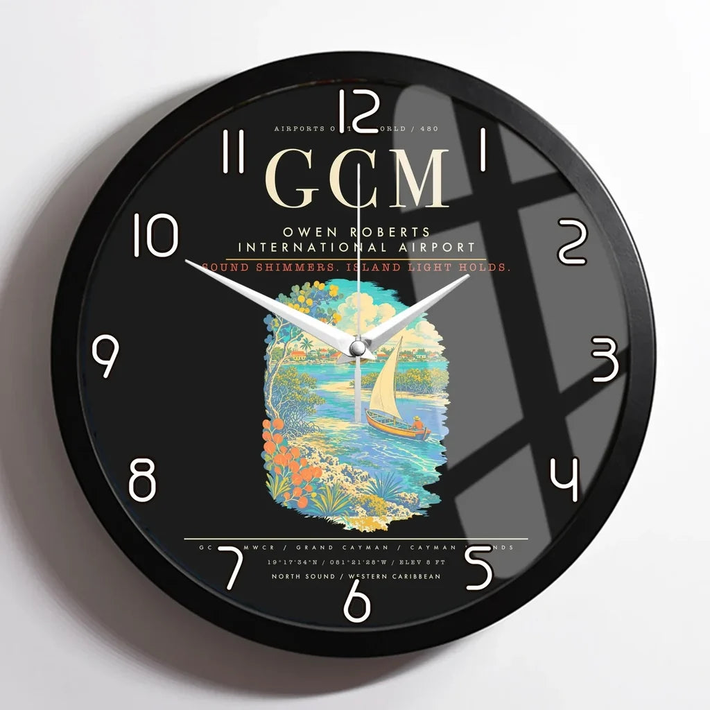 Owen Roberts International Airport GCM Wall-Clock Framed - Black