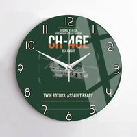 Thumbnail for Boeing Vertol CH-46E Sea Knight design on dark green no frame wall clock