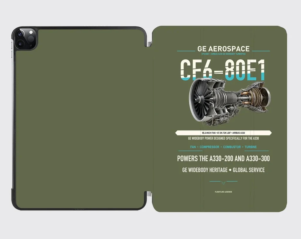 CF6-80E1 design on green army ipad tablet case