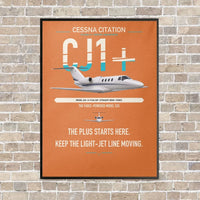 Thumbnail for Cessna Citation CJ1+ vertical canvas print - framed - orange background