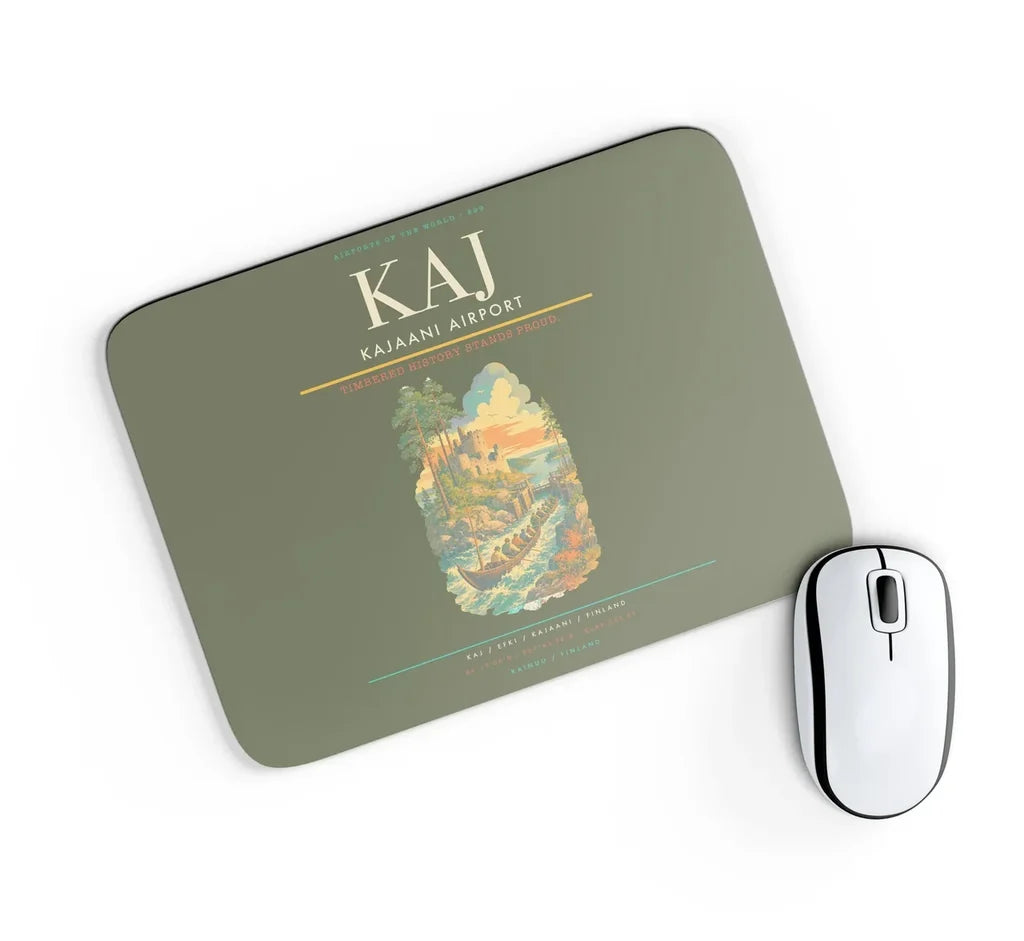 Kajaani Airport (KAJ) design on green army rectangle mouse pad