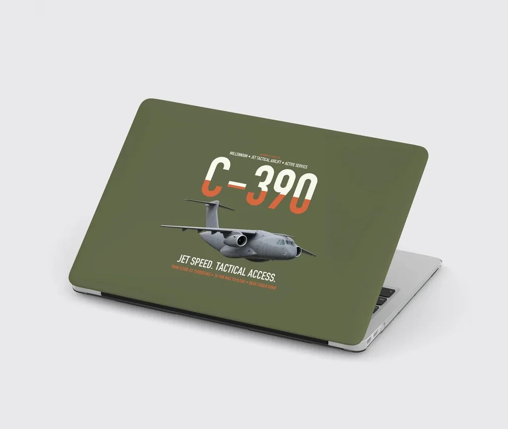 C-390 Millennium design on green army MacBook case