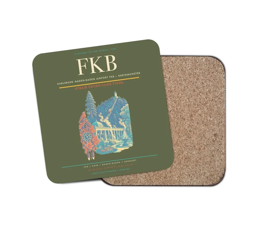 Karlsruhe–Baden-Baden Airport (FKB) design on green army 1 piece coaster