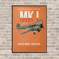 Thumbnail for Fairey Swordfish Mk I vertical canvas print - framed - orange background
