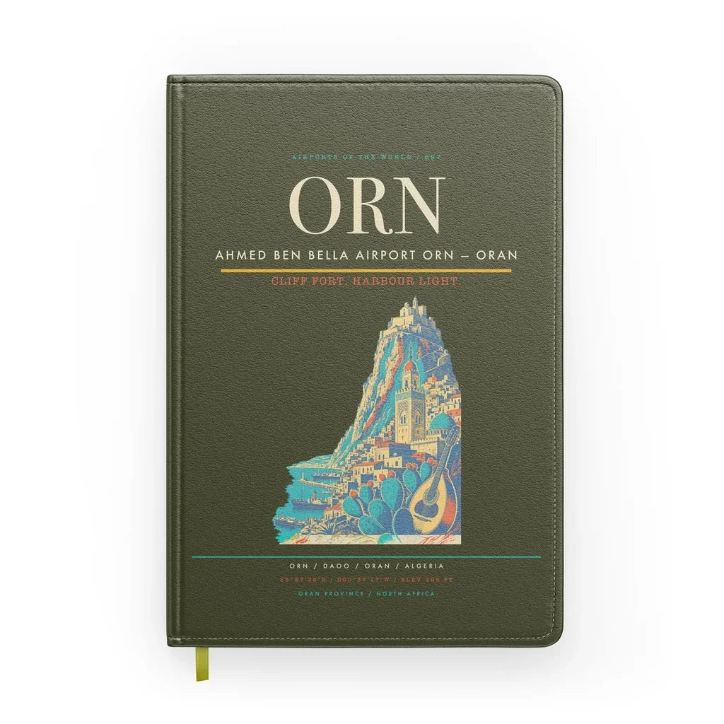 Ahmed Ben Bella Airport (ORN) design on green army notebook