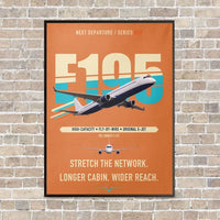 Thumbnail for Embraer E195 vertical canvas print - framed - orange background