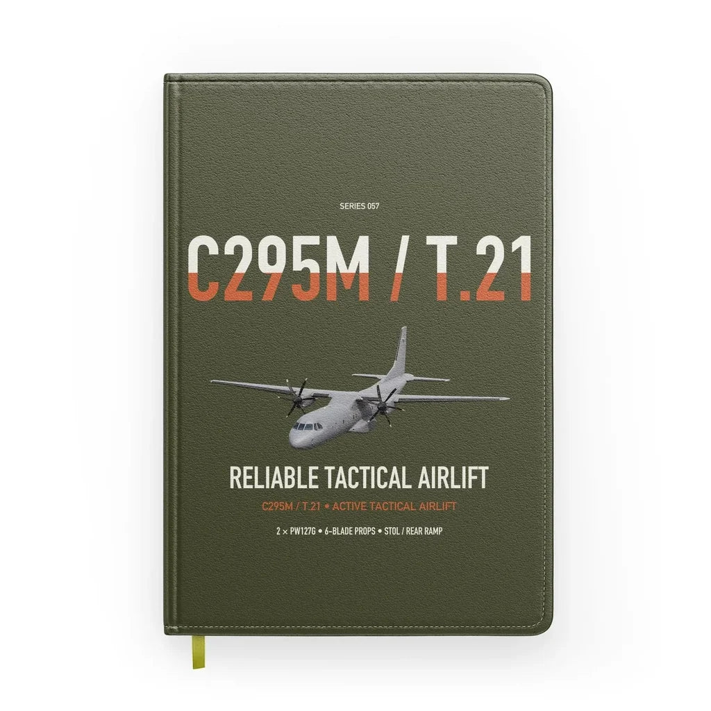 Airbus C295M T.21 design on green army notebook