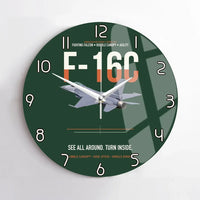 Thumbnail for F-16C Fighting Falcon See All Around Turn Inside design on dark green no frame wall clock