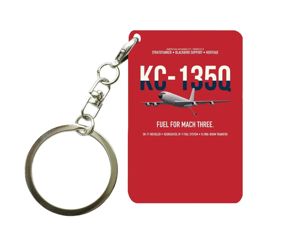 KC-135Q Blackbird Tanker design on red designed key chain, double-side print