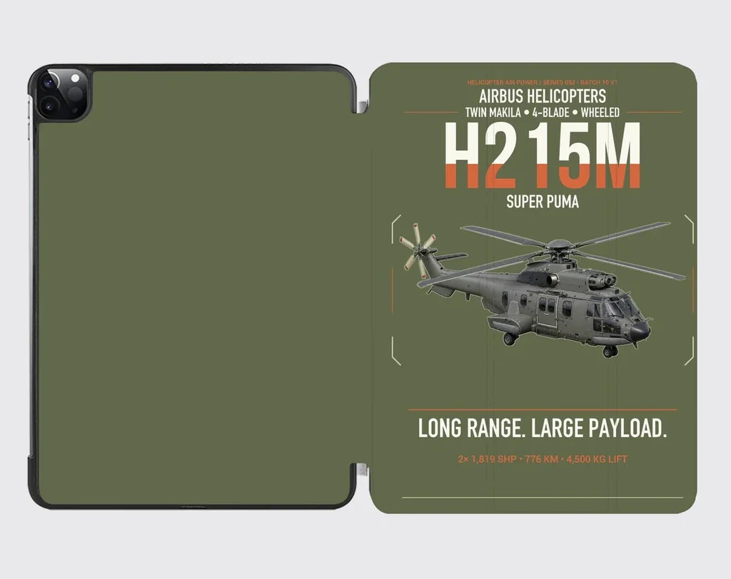 Airbus H215M design on green army ipad tablet case