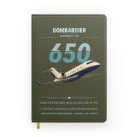 Thumbnail for Bombardier Challenger 650 design on green army notebook