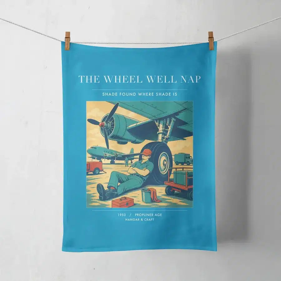 VINTAGE G4267 - The Wheel Well Nap - Designed Towels design on turquoise