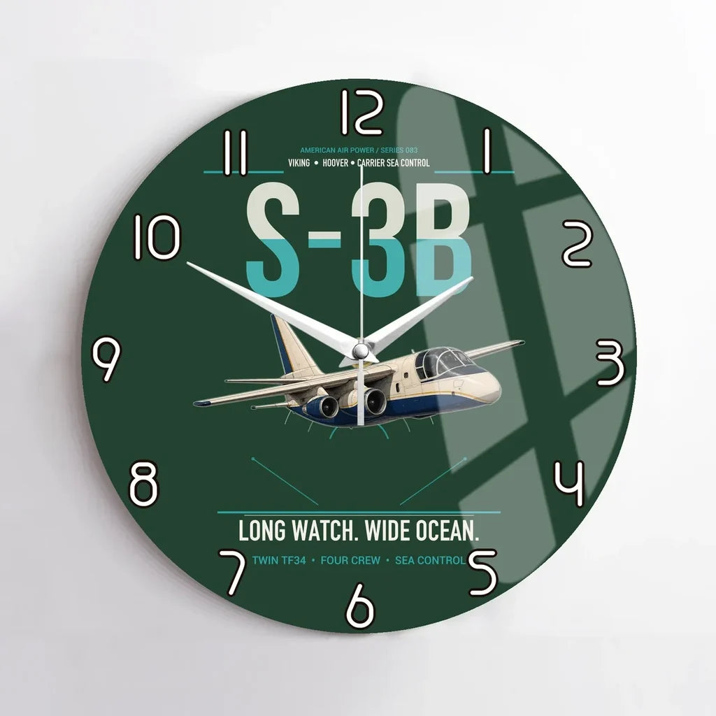 S-3B Viking design on dark green no frame wall clock