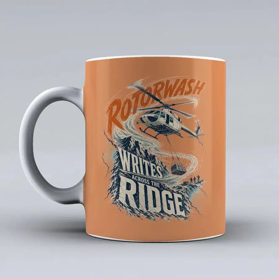 655 - Rotorwash Writes Across The Ridge - Mug design on orange signal