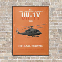 Thumbnail for Bell UH-1Y Venom vertical canvas print - framed - orange background