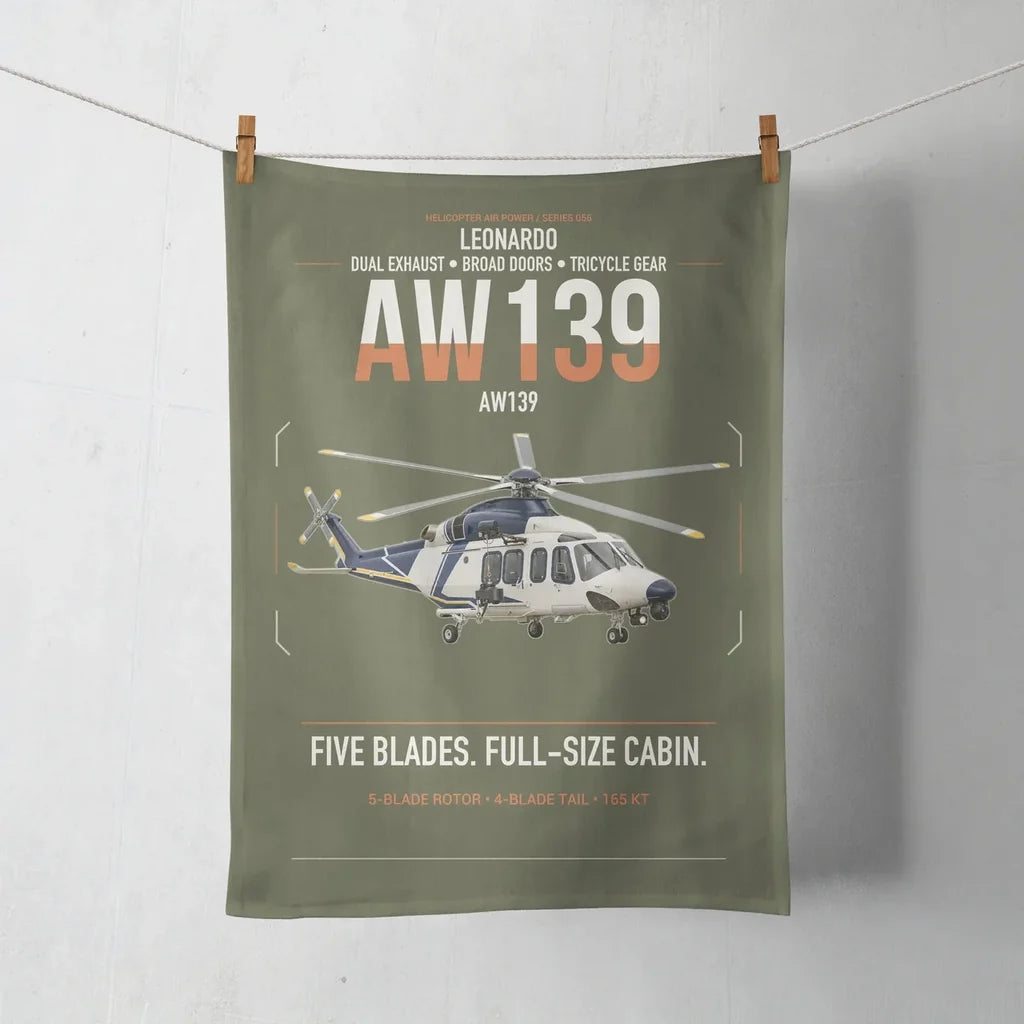 Leonardo AW139 design on green army towel