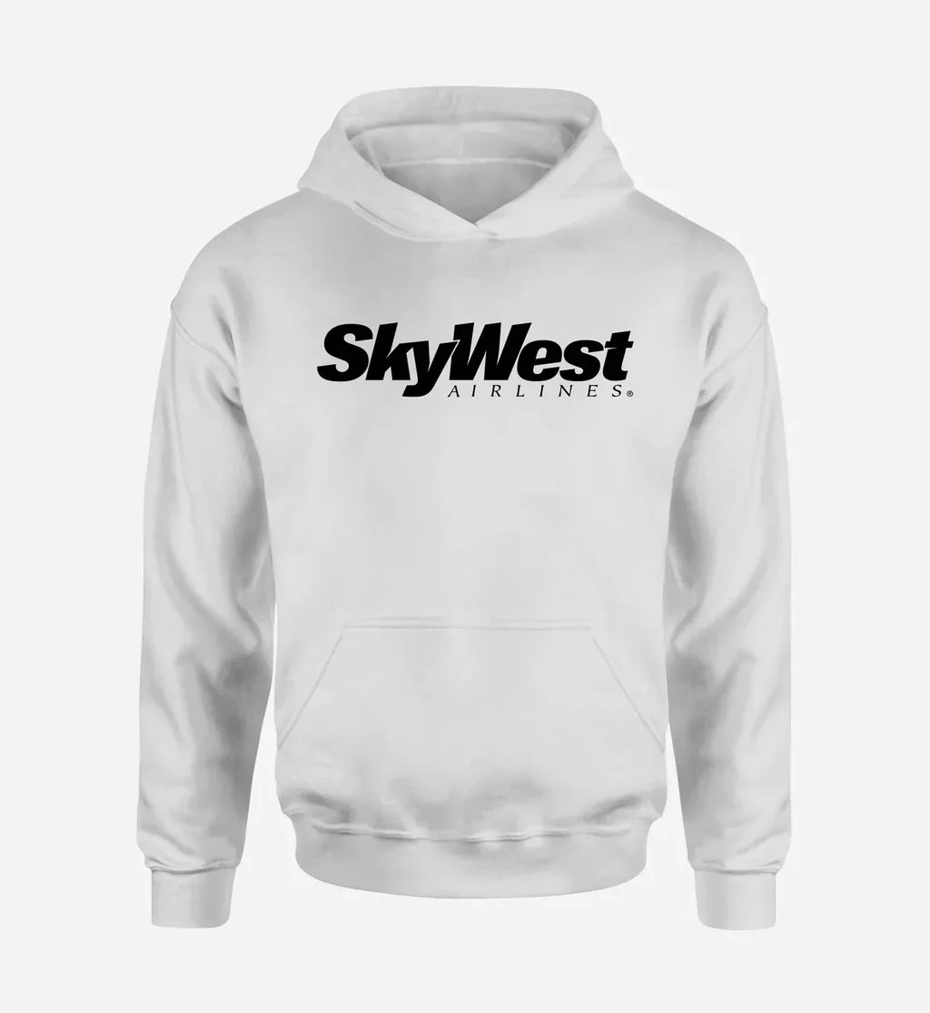 Skywest Airlines logo printed on white hoodie