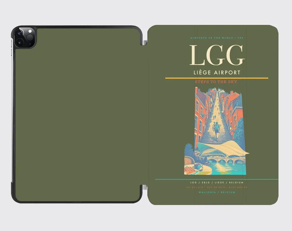 Liège Airport (LGG) design on green army ipad tablet case