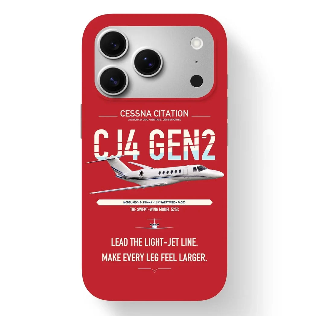 Cessna Citation CJ4 Gen2 design on red magsafe iphone case, for iPhone 17 Pro