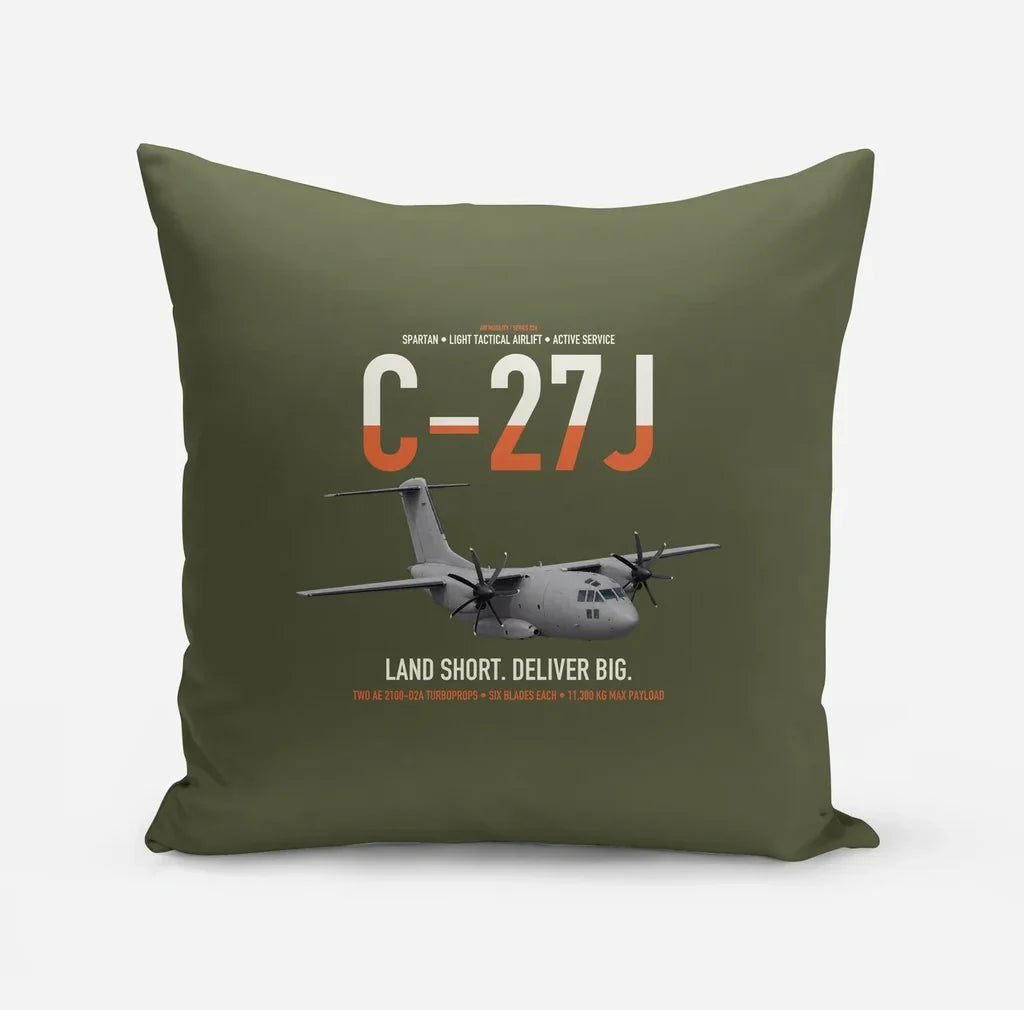 C-27J Spartan design on green army pillow