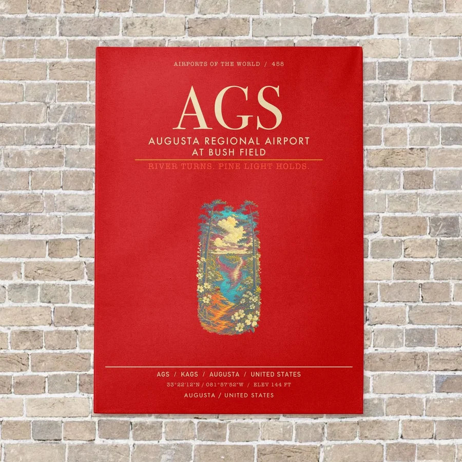 Augusta Regional Airport at Bush Field AGS - Canvas Framed - Red