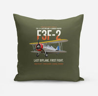 Thumbnail for F3F-2 Last Biplane First Fight design on green army pillow