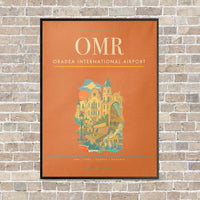 Thumbnail for Oradea International Airport OMR vertical canvas print - framed - orange background