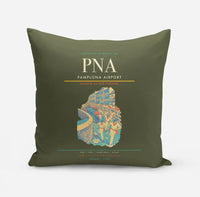 Thumbnail for Pamplona Airport (PNA) design on green army pillow