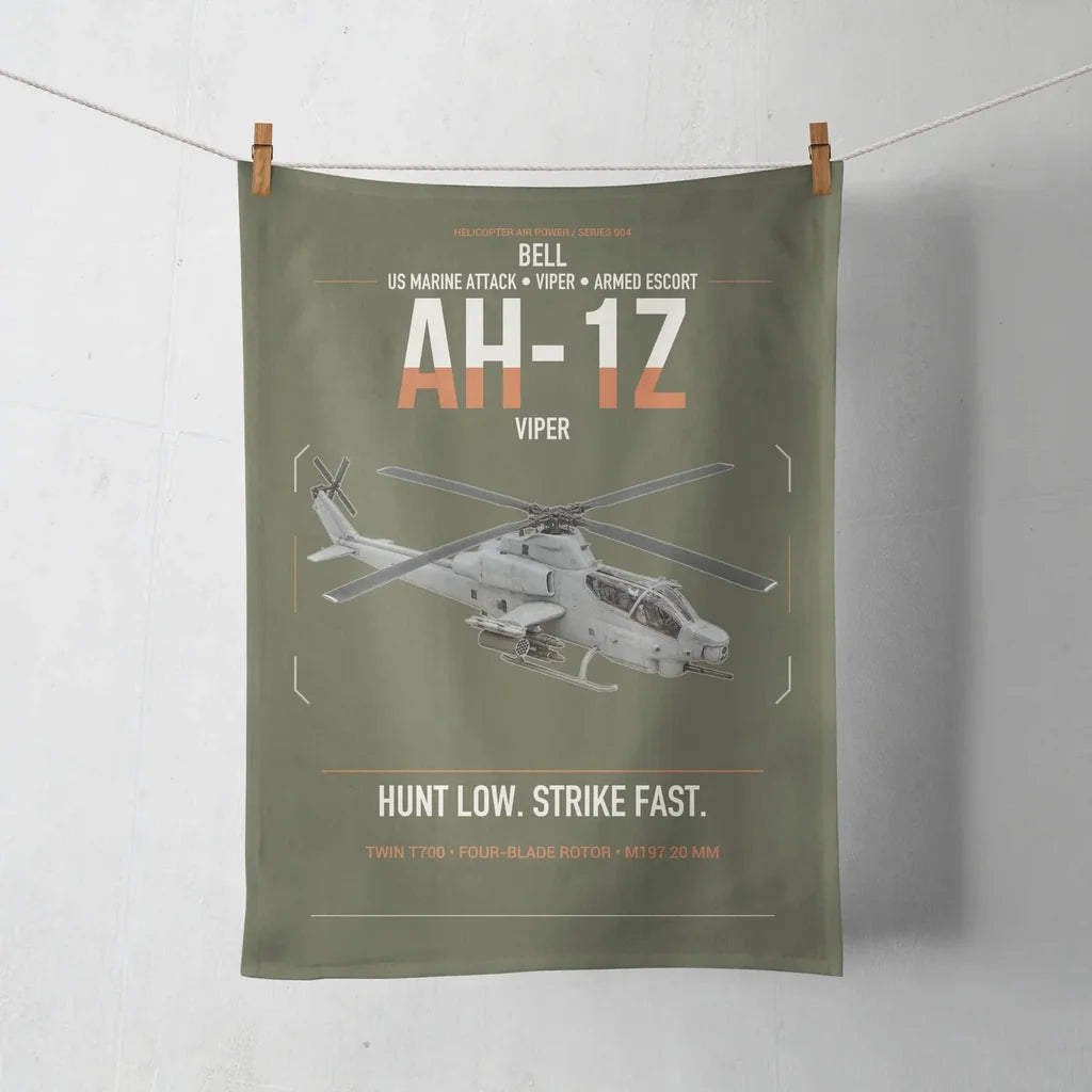 Bell AH-1Z Viper design on green army towel