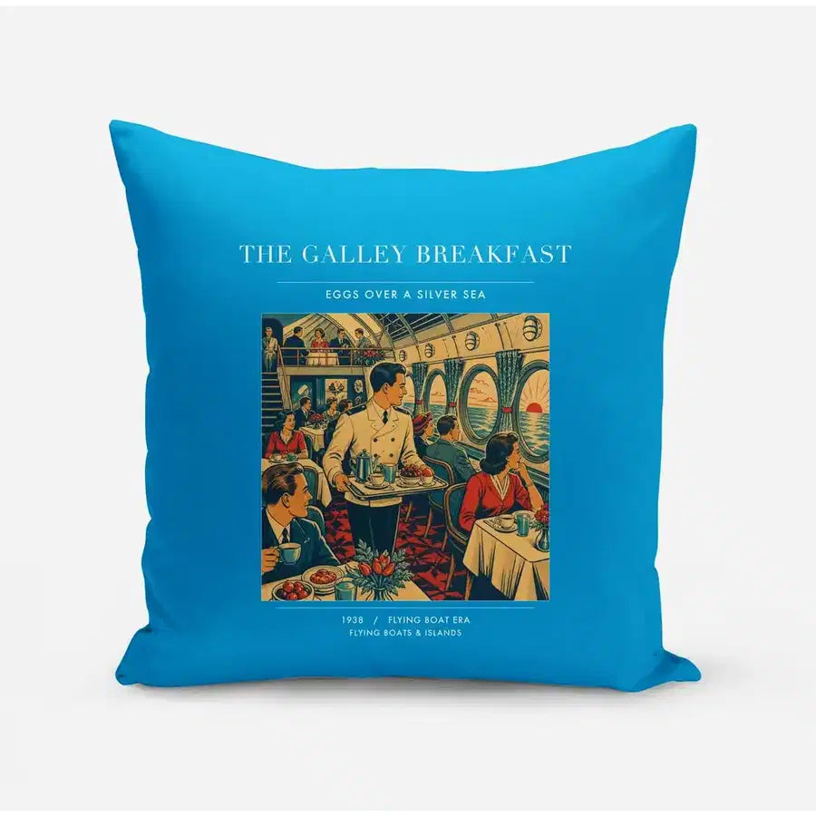 VINTAGE G4184 - The Galley Breakfast - Designed Pillows design on turquoise