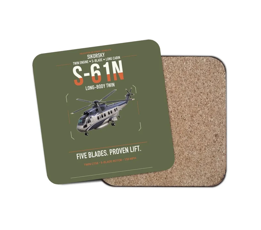 Sikorsky S-61N design on green army 1 piece coaster