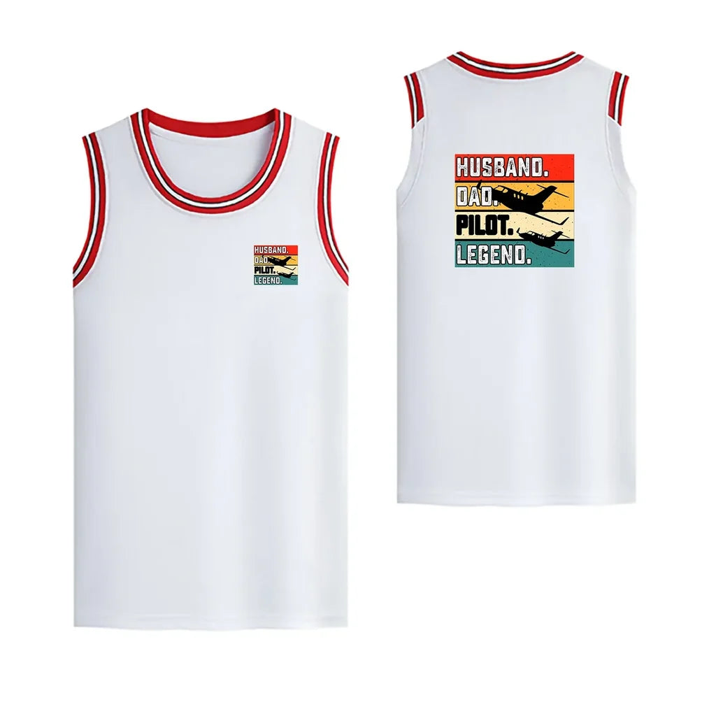 Husband & Dad & Pilot & Legend Designed Basketball Style Sports Tank Tops - view 14