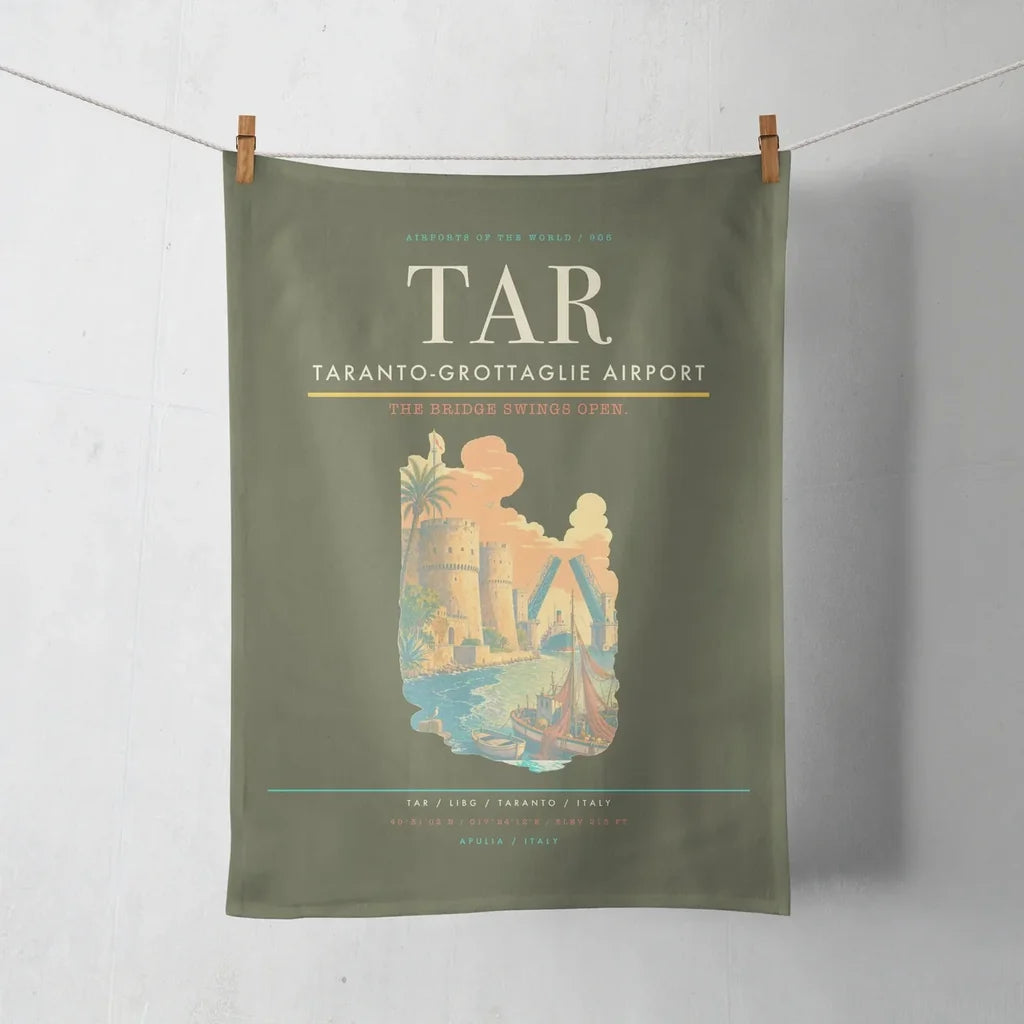 Taranto-Grottaglie Airport (TAR) design on green army towel