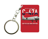 Thumbnail for C-47A Skytrain design on red designed key chain, double-side print