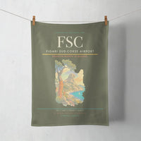 Thumbnail for Figari Sud-Corse Airport (FSC) design on green army towel