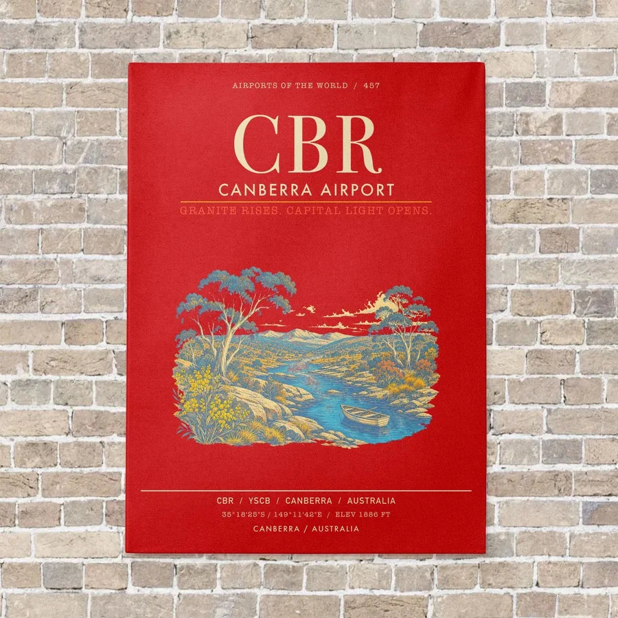 Canberra Airport CBR - Canvas Framed - Red