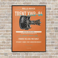 Thumbnail for TRENT XWB-84 vertical canvas print - framed - orange background