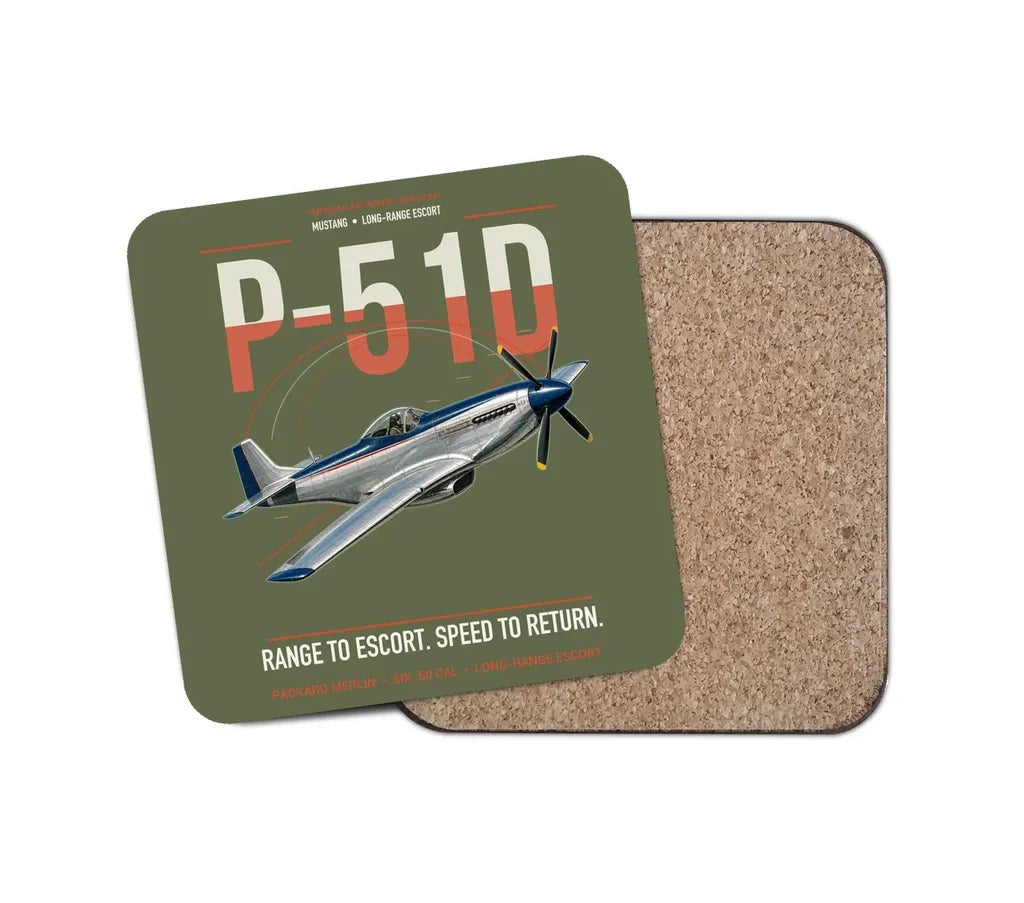 P-51D Mustang design on green army 1 piece coaster
