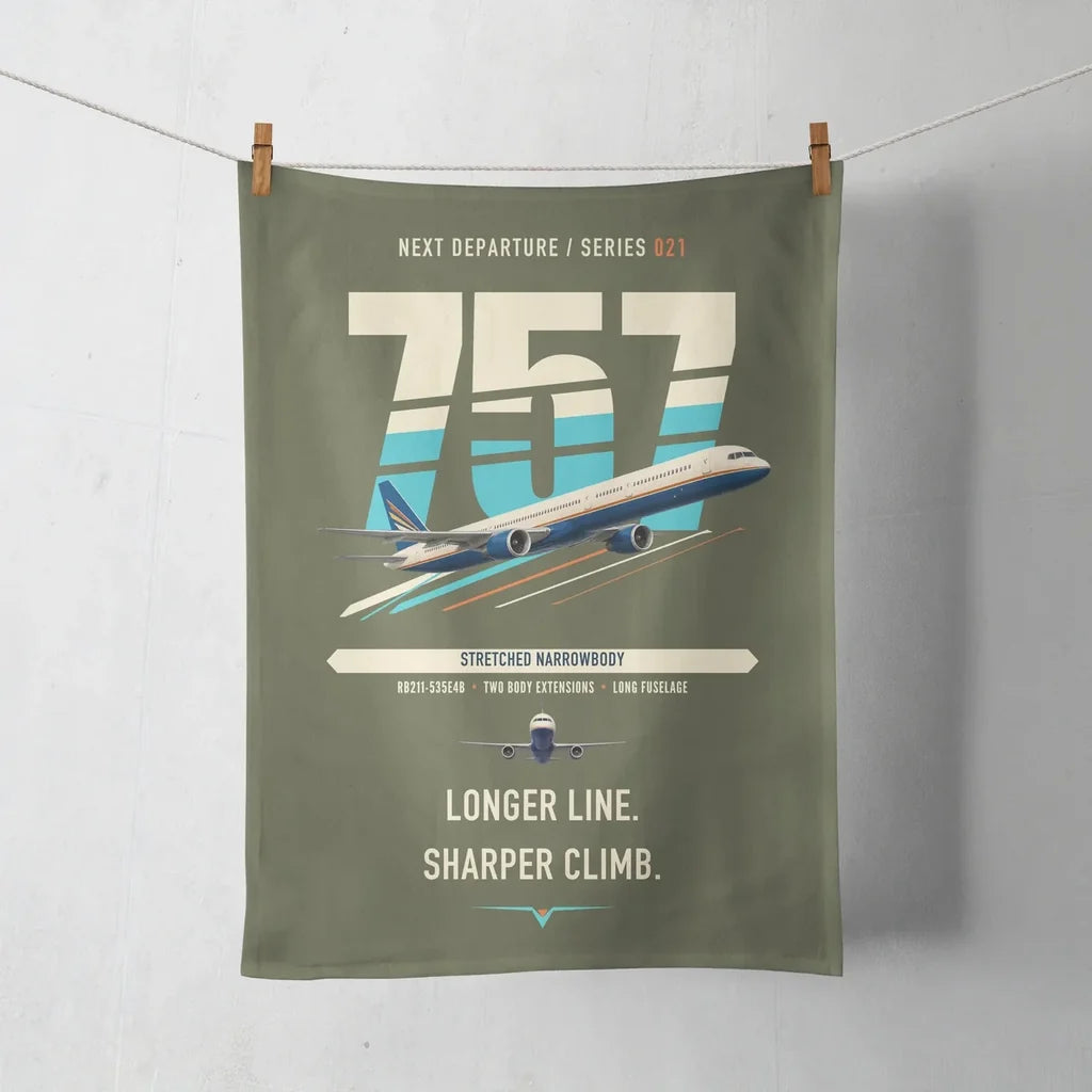 Boeing 757-300 design on green army towel