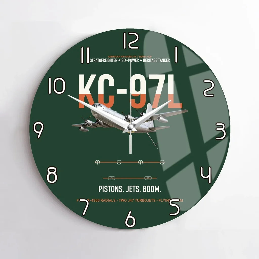 KC-97L STRATOFREIGHTER design on dark green no frame wall clock